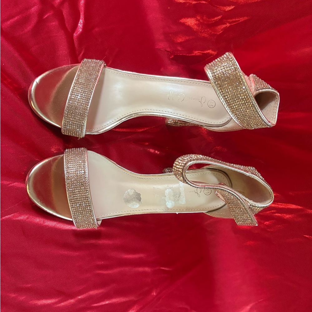 Women's Rose Gold Embellished Open-Toe Sandals